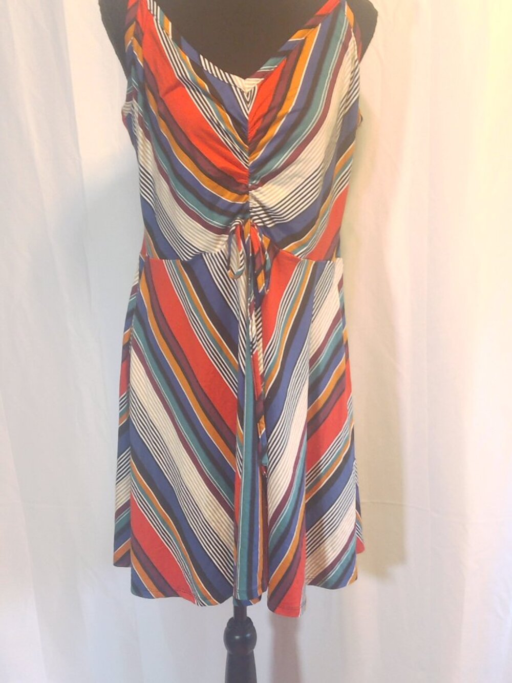 Venus Retro Multi-Color Striped Ruched Cami Dress - Picture 2 of 16